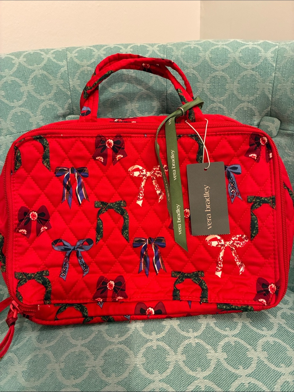 Vera Bradley Red Quilted Ultimate Travel Bag with Bow Print